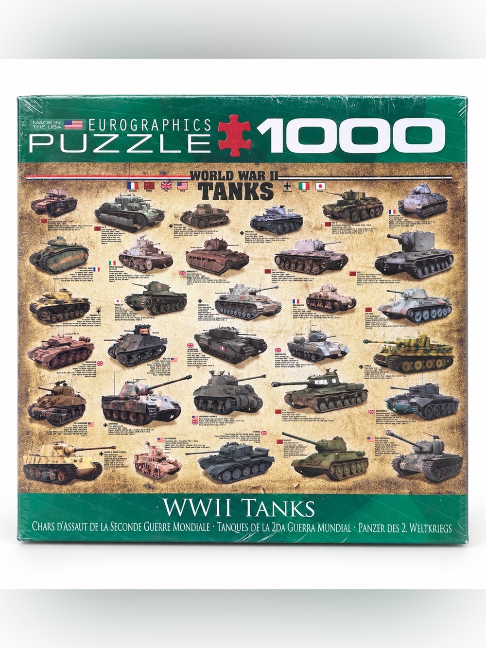 Eurographics WWII Tanks 1000 Piece Puzzle Military Collection Made in USA Sealed
